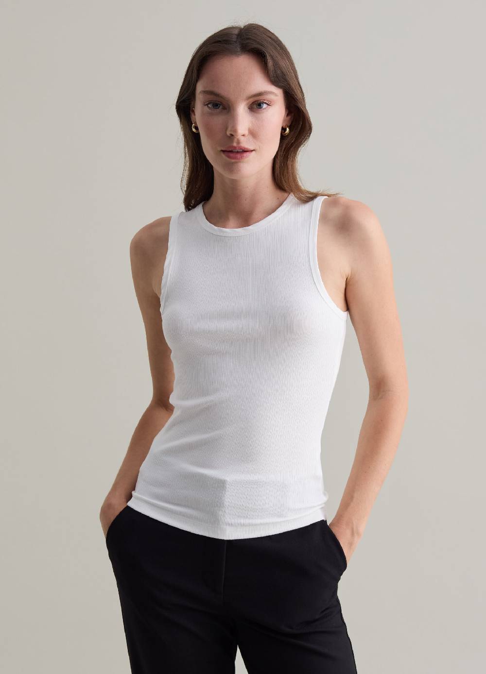 PIOMBO Tank Top In Viscosa Stretch A Costine