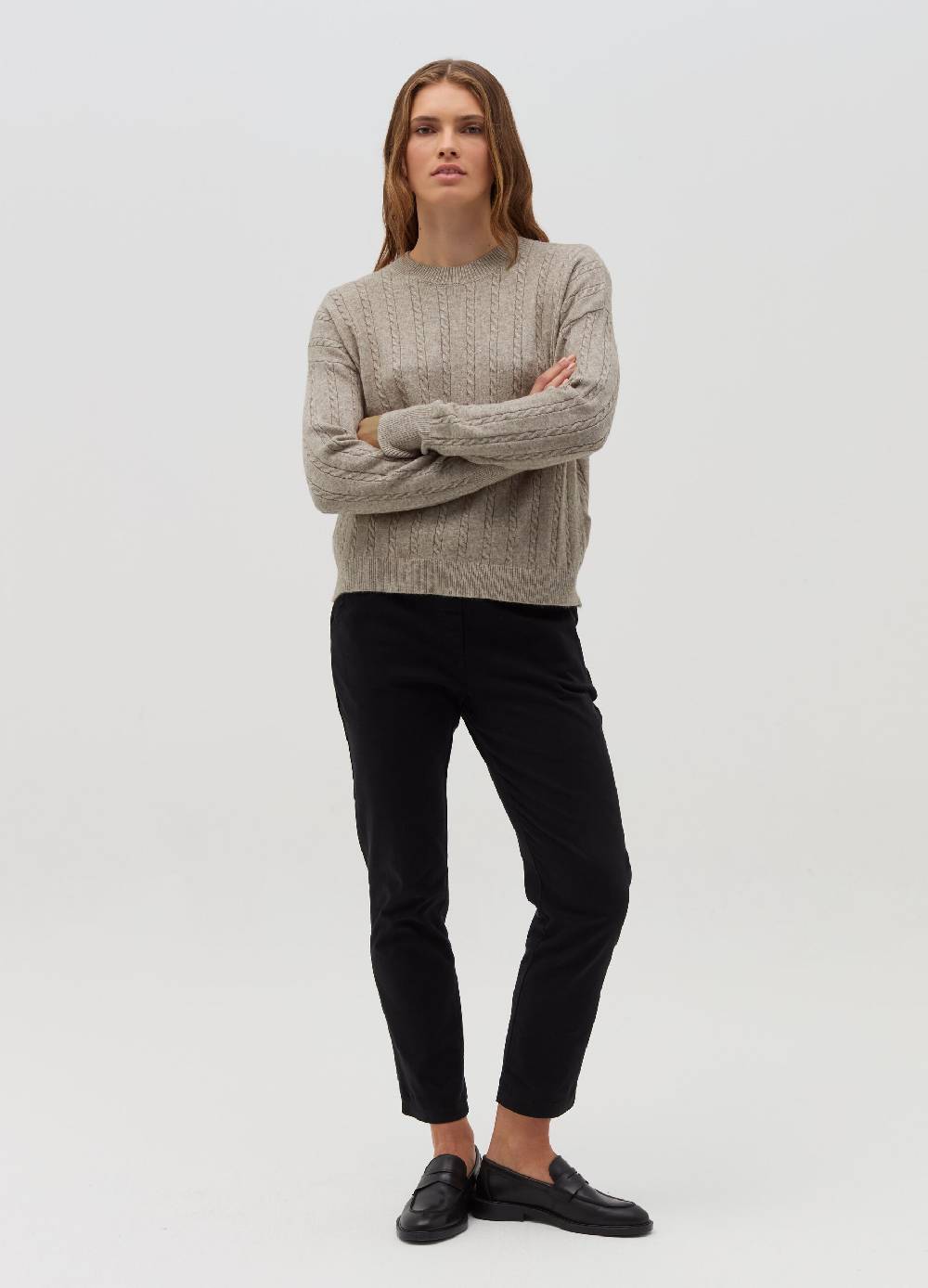 HYBRID Pullover a coste con lavorazione intrecciata