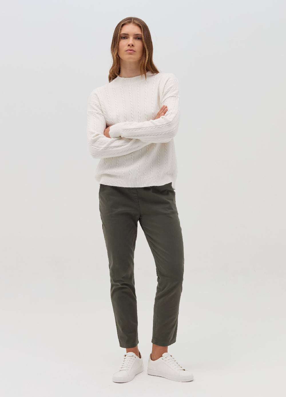 HYBRID Pullover A Coste Con Lavorazione Intrecciata