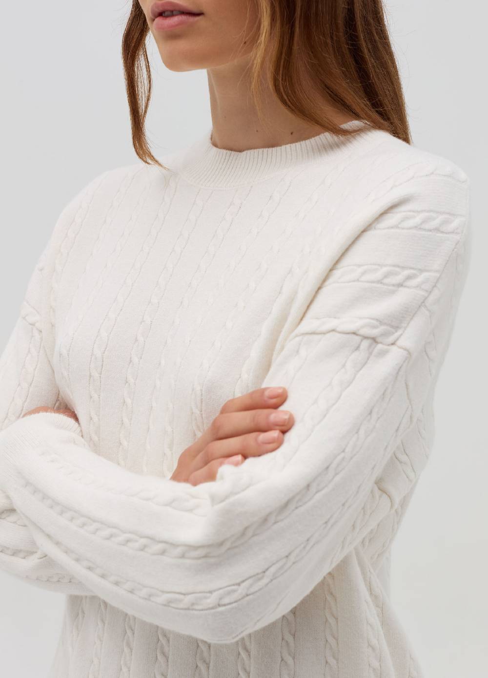 HYBRID Pullover A Coste Con Lavorazione Intrecciata