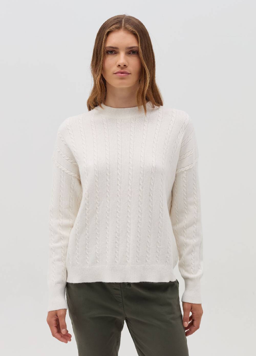 HYBRID Pullover a coste con lavorazione intrecciata