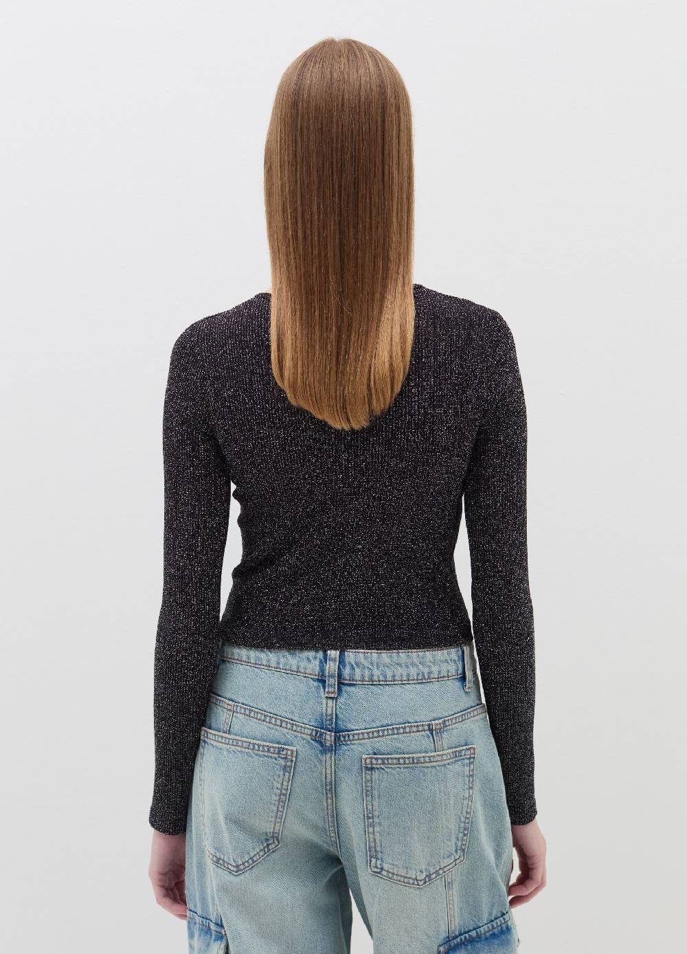 B. ANGEL T-shirt A Costine In Lurex Con Maniche Lunghe