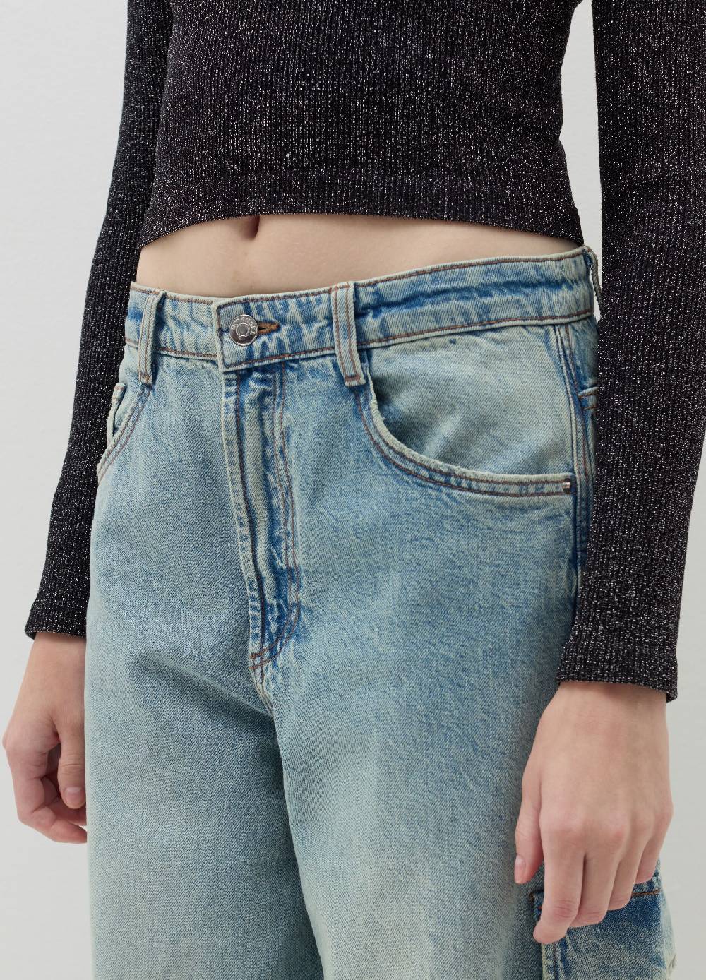 B. ANGEL T-shirt A Costine In Lurex Con Maniche Lunghe