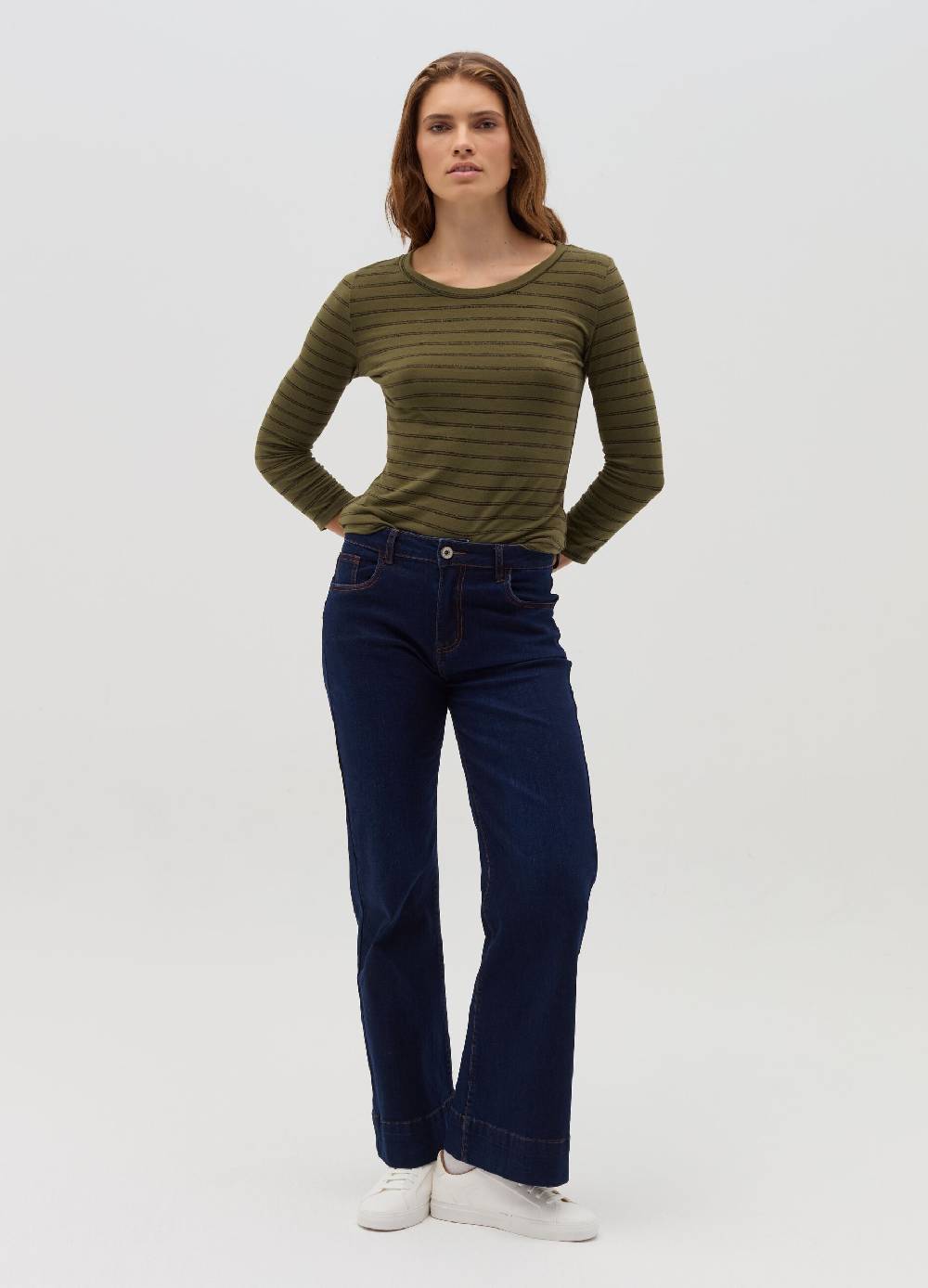 HYBRID T-shirt A Righe In Lurex Maniche A Tre Quarti