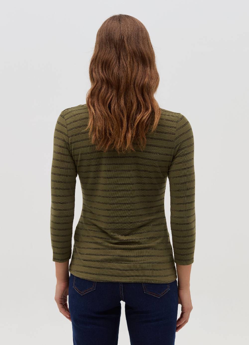 HYBRID T-shirt A Righe In Lurex Maniche A Tre Quarti