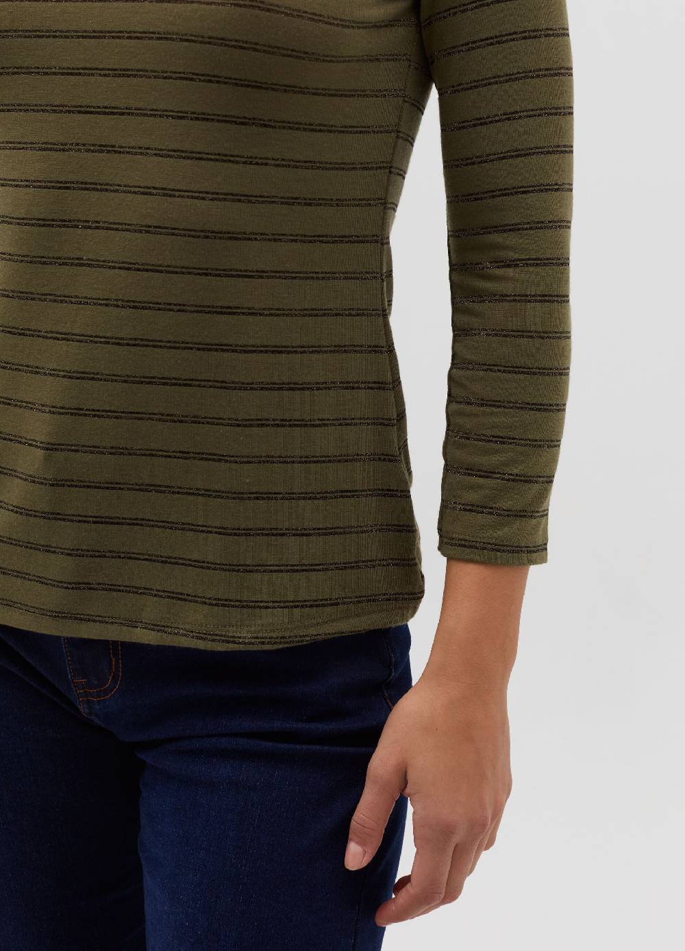 HYBRID T-shirt A Righe In Lurex Maniche A Tre Quarti