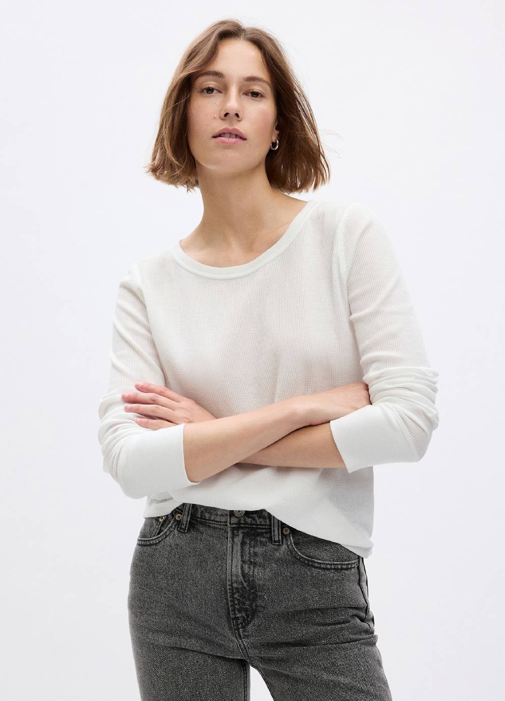 GAP T-shirt con micro trama waffle a maniche lunghe