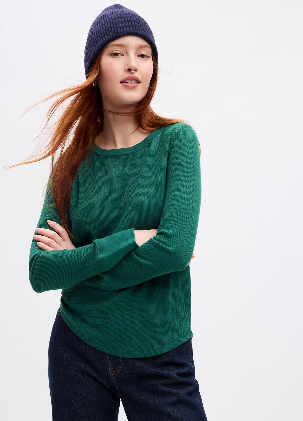 GAP T-shirt con micro trama waffle a maniche lunghe