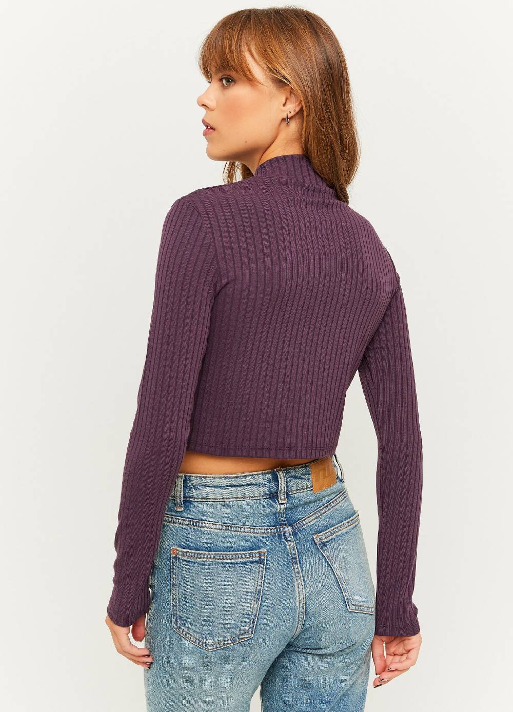 TALLY WEIJL T-shirt Cropped A Coste Piatte Mock Neck