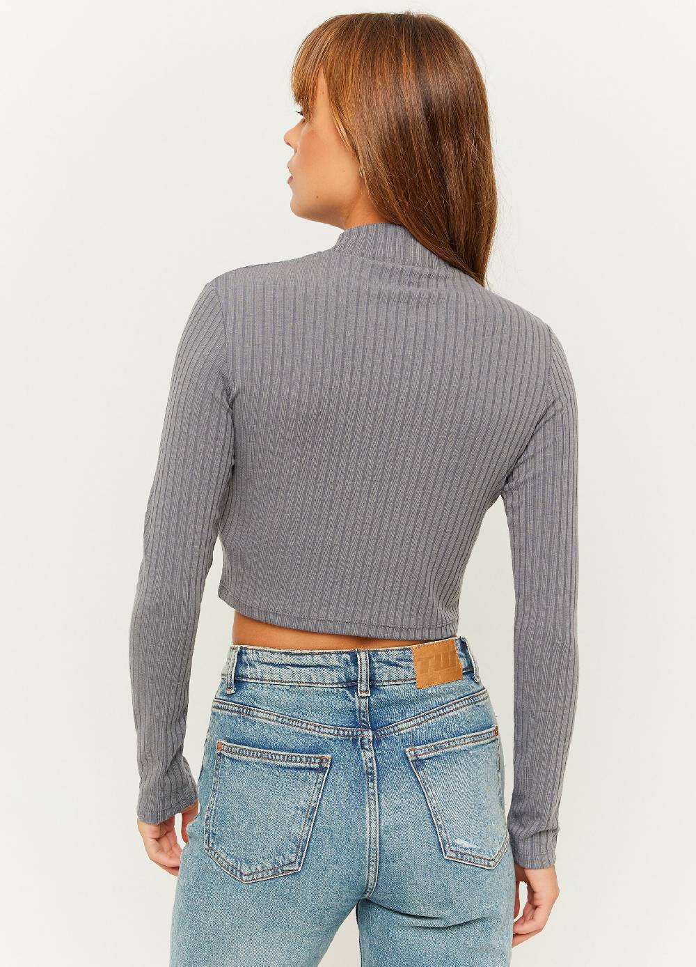 TALLY WEIJL T-shirt Cropped A Coste Piatte Mock Neck