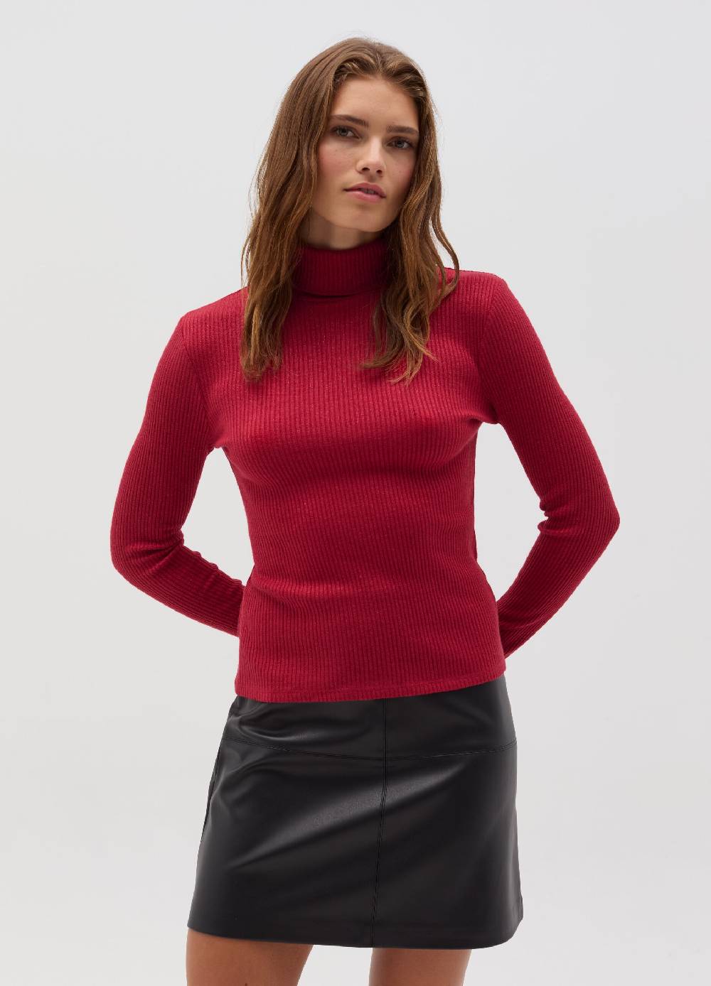 OVS T-shirt in lurex a maniche lunghe con collo alto