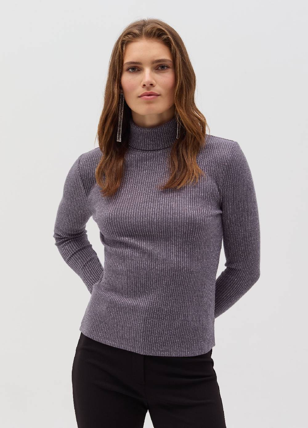 OVS T-shirt In Lurex A Maniche Lunghe Con Collo Alto