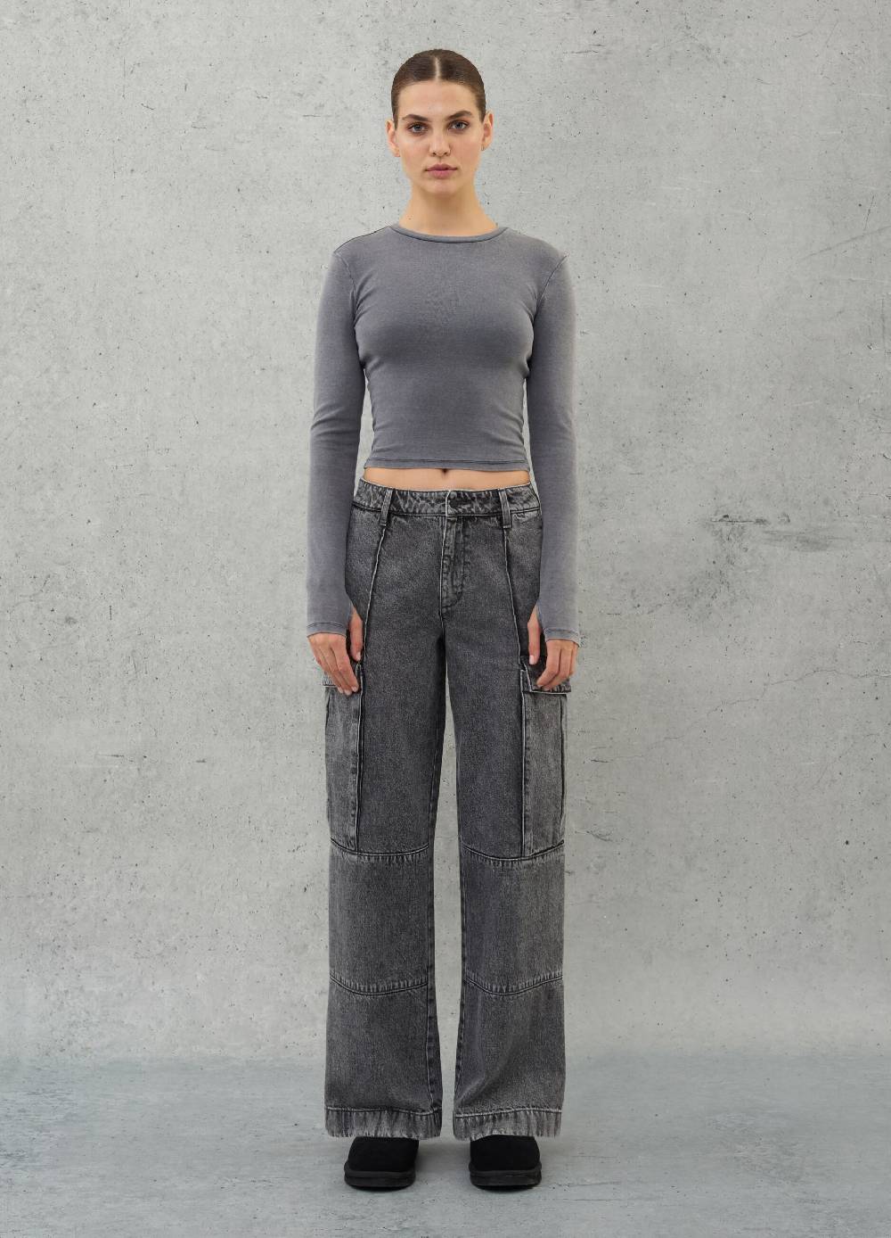 UTOPJA Crop Longsleeve T-shirt Vintage Grey