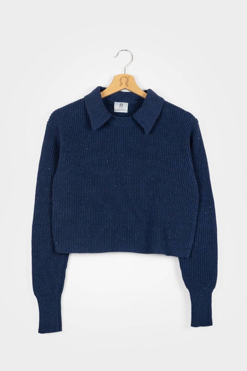 Rifò MARTINA Maglia Cropped Donna Cotone Jeans Rigenerato