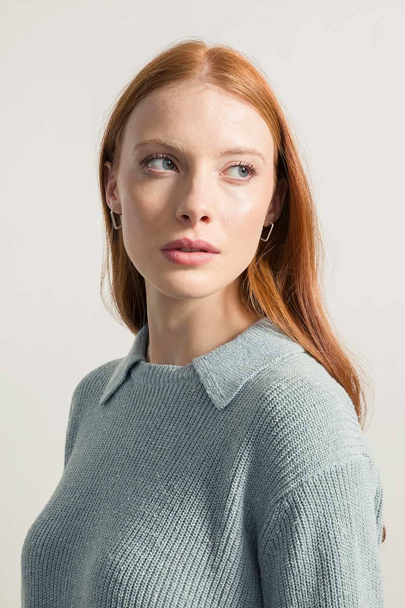 Rifò MARTINA Maglia Cropped Donna Cotone Jeans Rigenerato