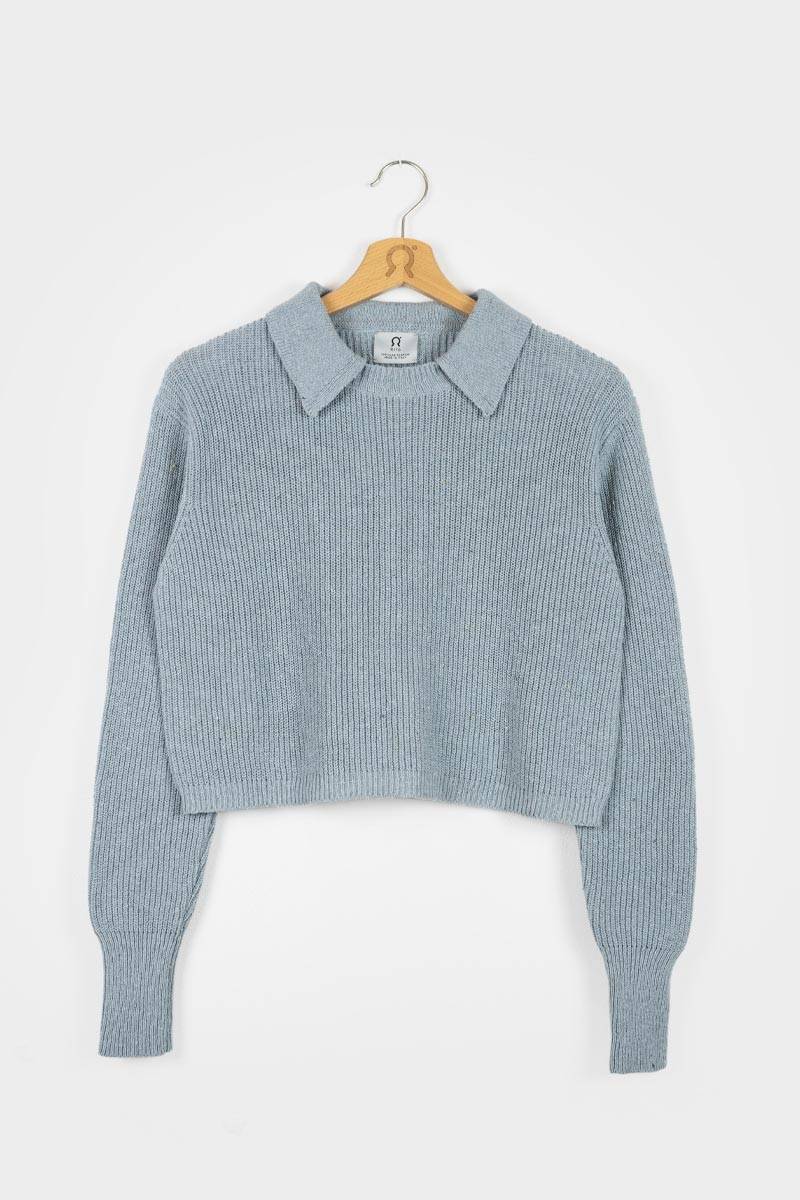 Rifò MARTINA Maglia Cropped Donna Cotone Jeans Rigenerato