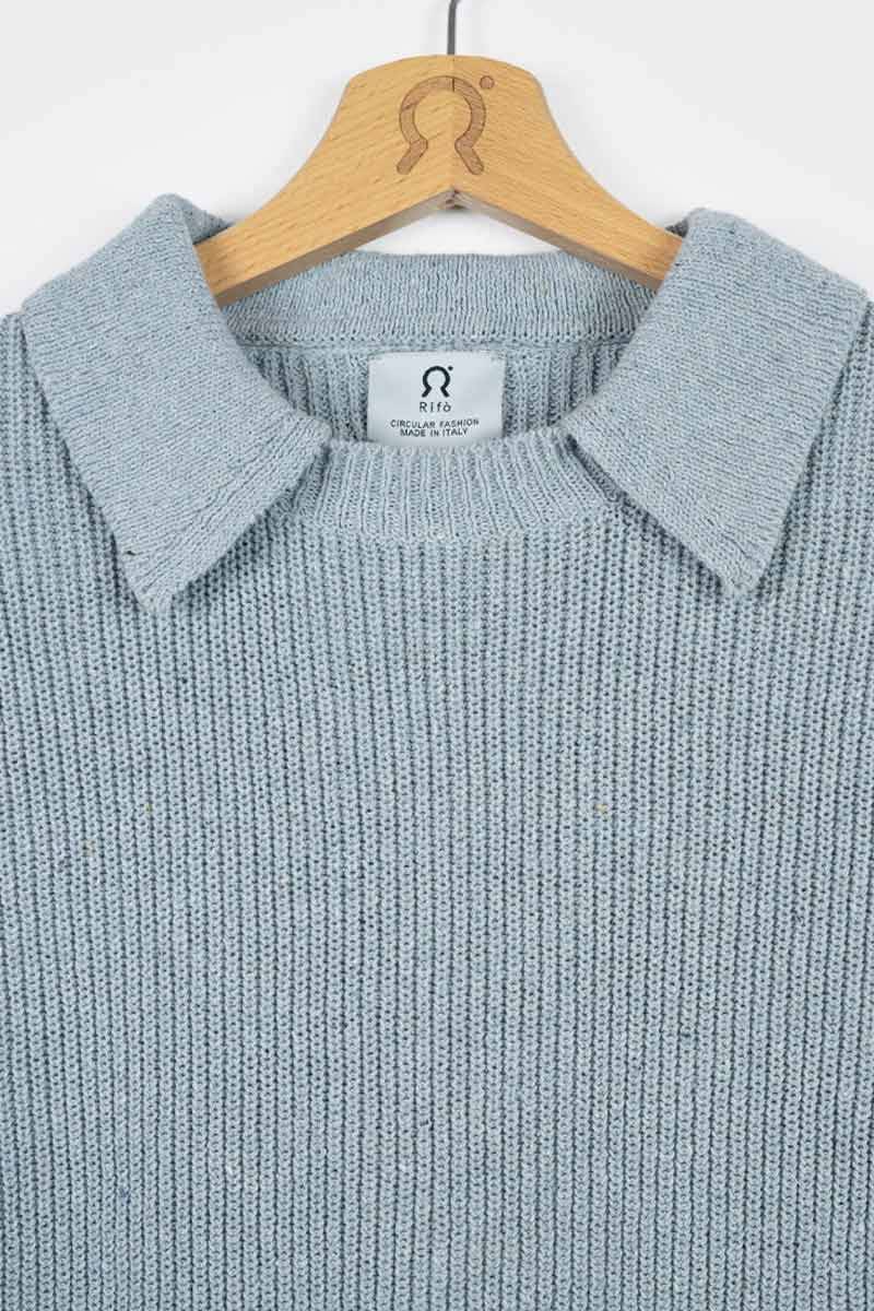 Rifò MARTINA Maglia Cropped Donna Cotone Jeans Rigenerato