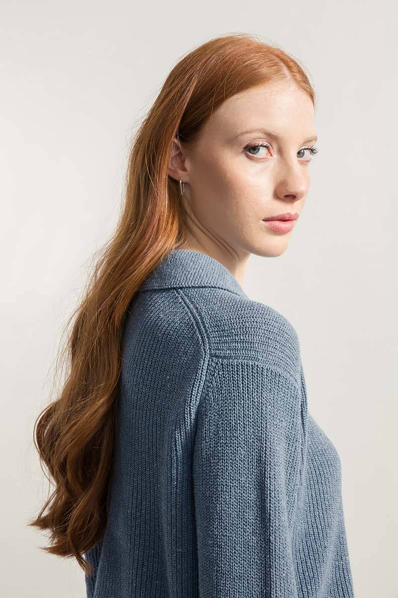 Rifò MARTINA Maglia Cropped Donna Cotone Jeans Rigenerato