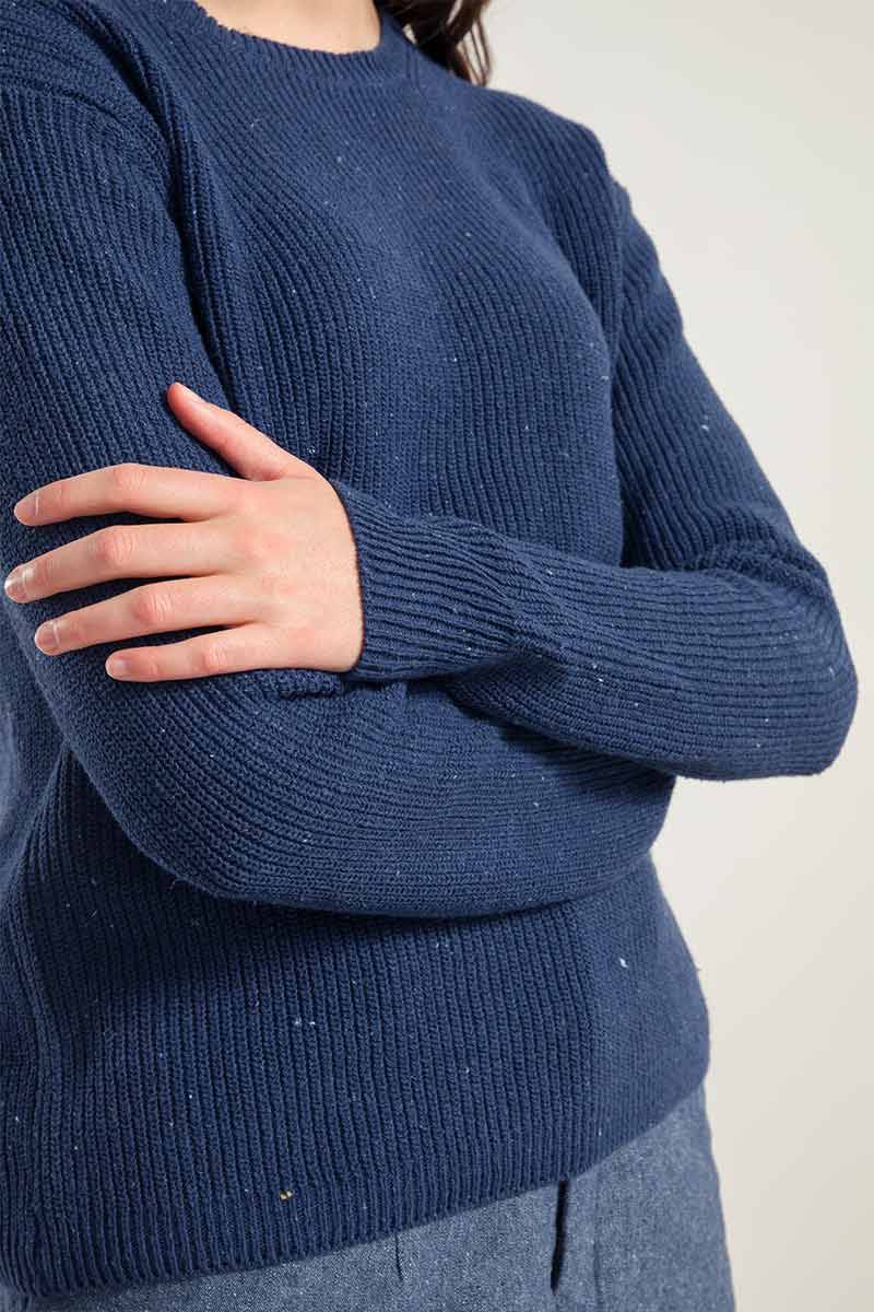 Rifò RACHELE Maglia Girocollo Donna Cotone Jeans Rigenerato