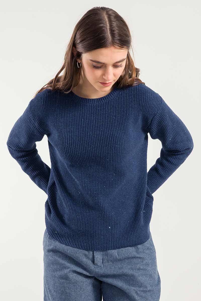 Rifò RACHELE Maglia Girocollo Donna Cotone Jeans Rigenerato