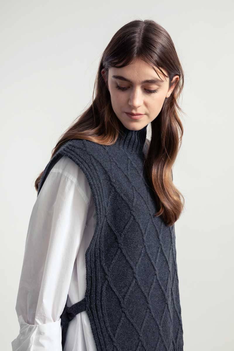 Rifò DELIA Gilet Collo Alto Lana Rigenerata