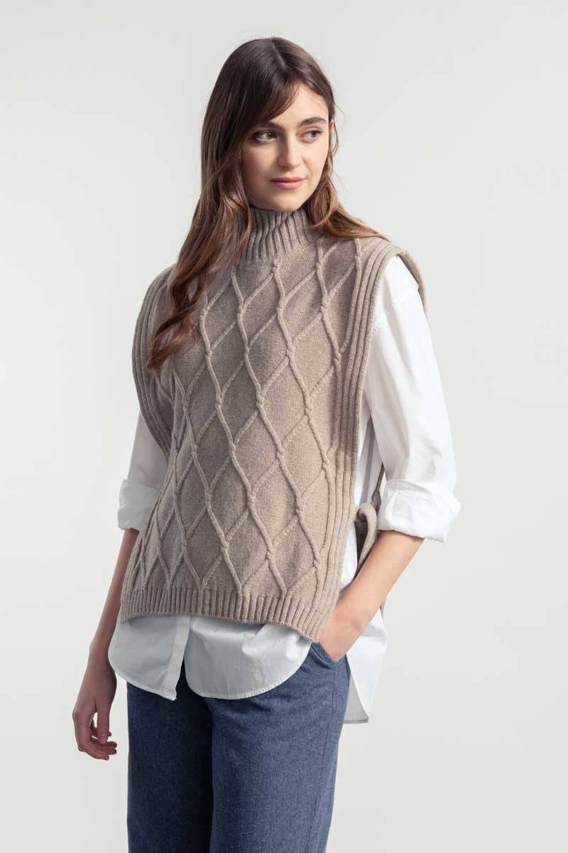 Rifò DELIA Gilet Collo Alto Lana Rigenerata