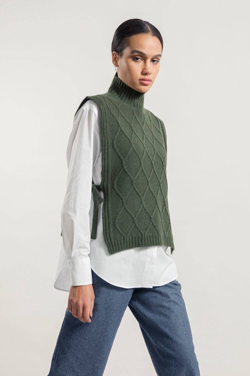 Rifò DELIA Gilet Collo Alto Lana Rigenerata