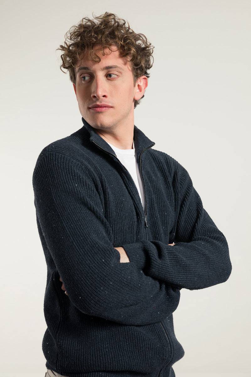 Rifò DUCCIO Cardigan Uomo Cotone Jeans Rigenerato