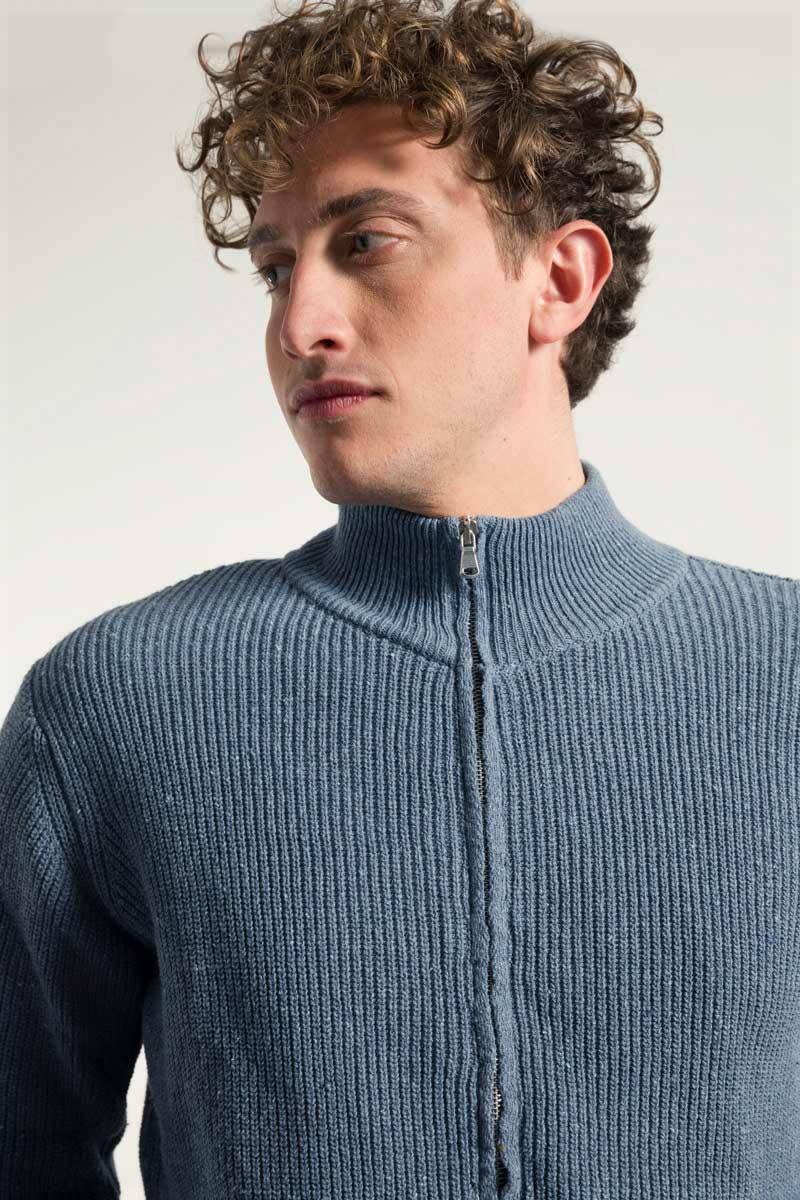 Rifò DUCCIO Cardigan Uomo Cotone Jeans Rigenerato