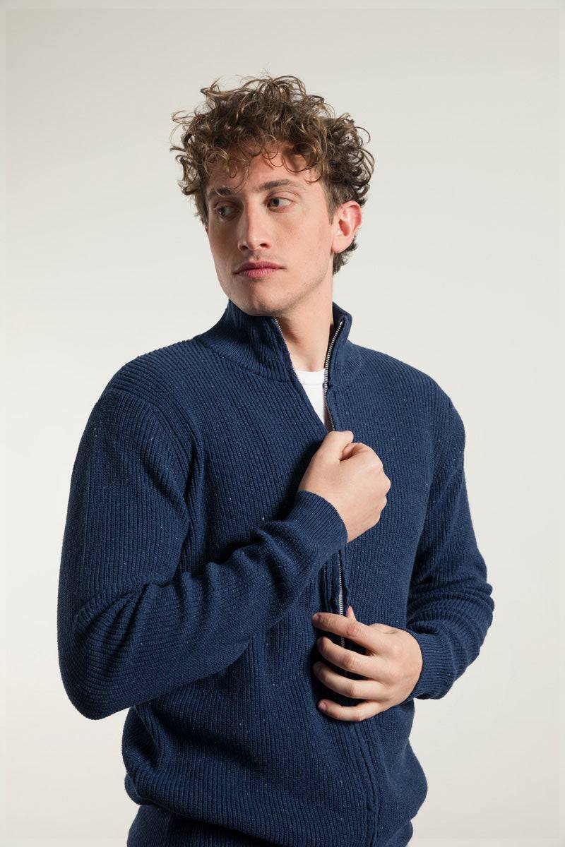 Rifò DUCCIO Cardigan Uomo Cotone Jeans Rigenerato