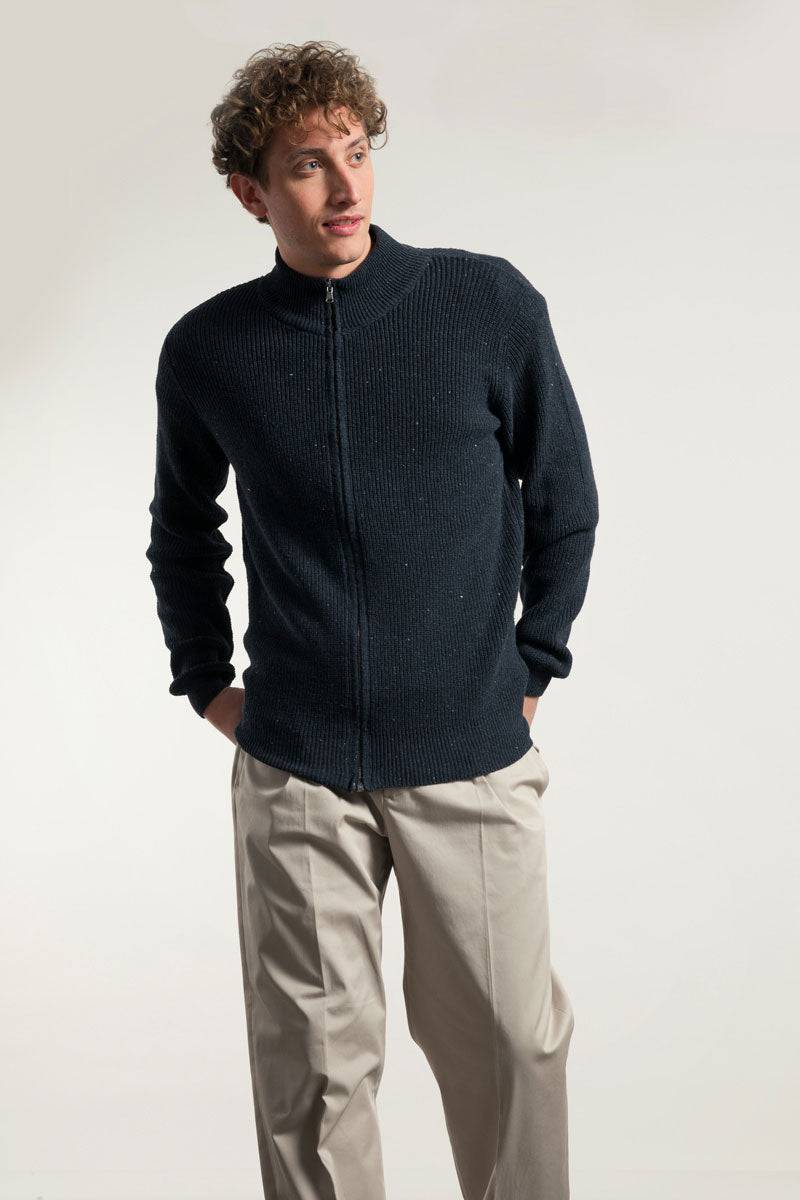 Rifò DUCCIO Cardigan Uomo Cotone Jeans Rigenerato