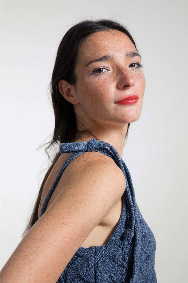 Rifò RENÉ Top Donna Cotone Jeans Rigenerato