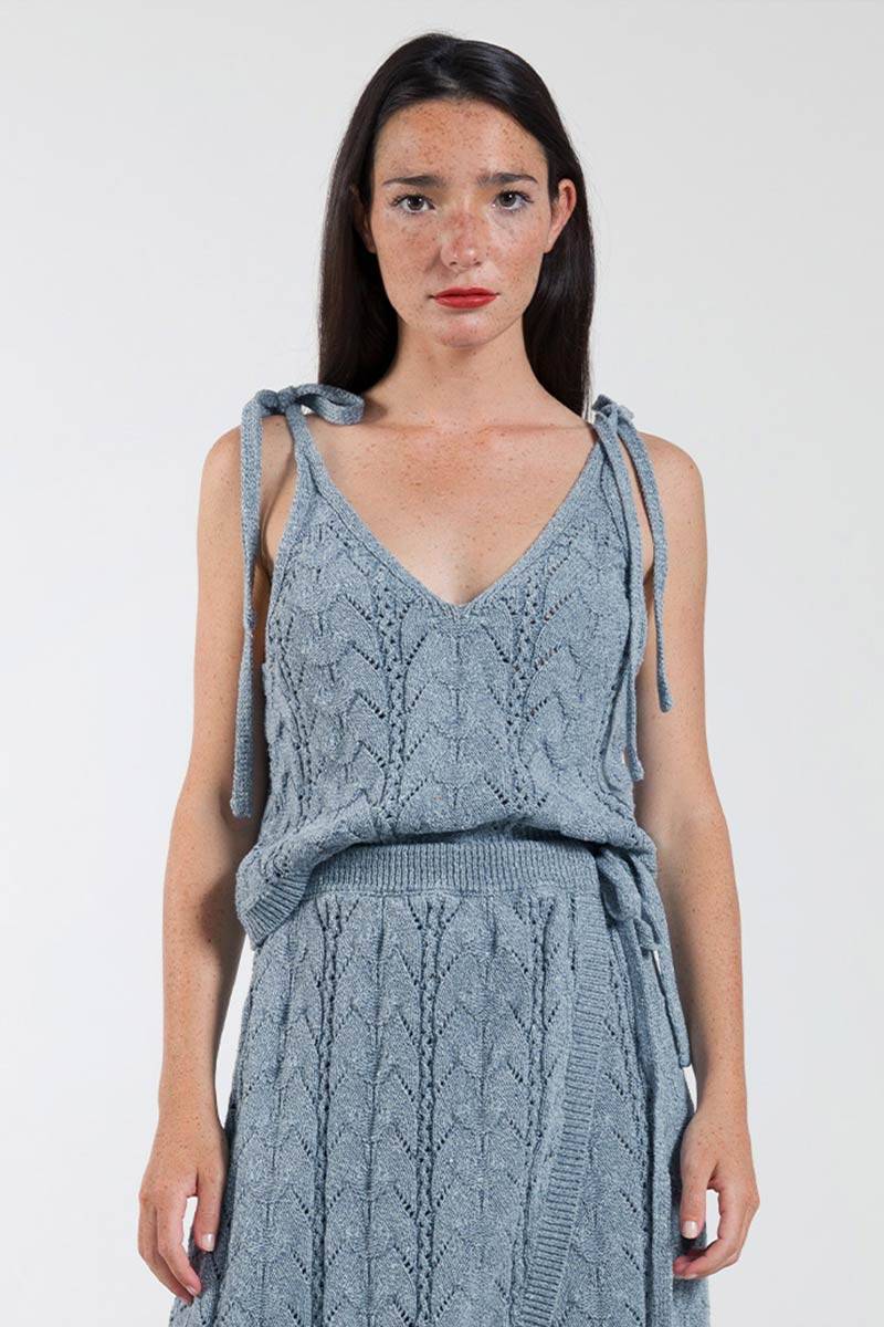 Rifò RENÉ Top Donna Cotone Jeans Rigenerato