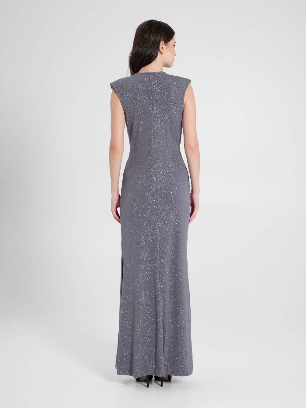 Rinascimento Abito Arriccio Microglitter Grigio Donna