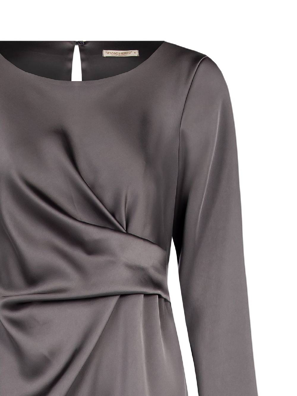 Rinascimento Abito Drappeggiato In Raso Grigio Donna