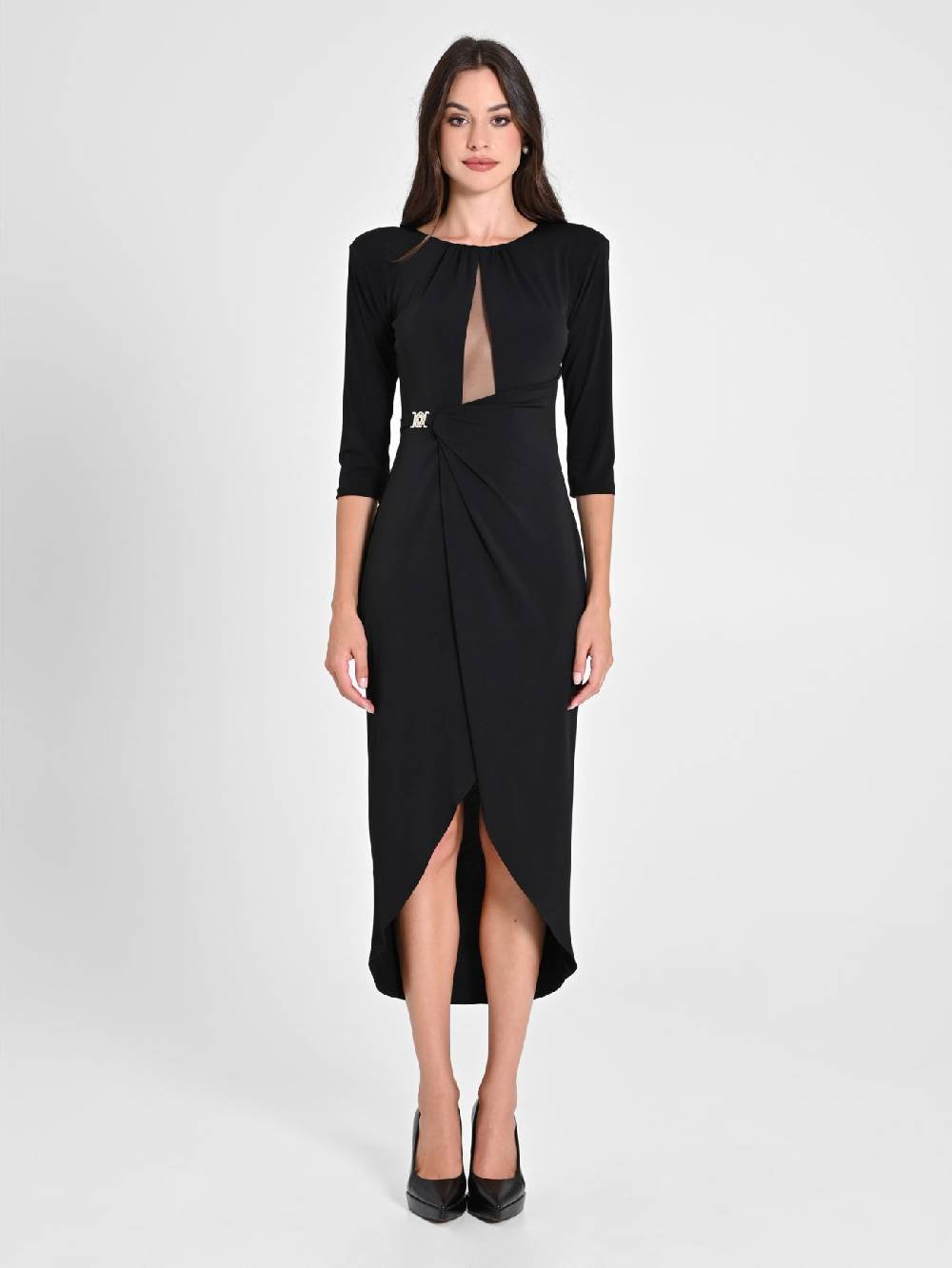 Rinascimento Abito Incrocio In Maglina Con Logo Nero