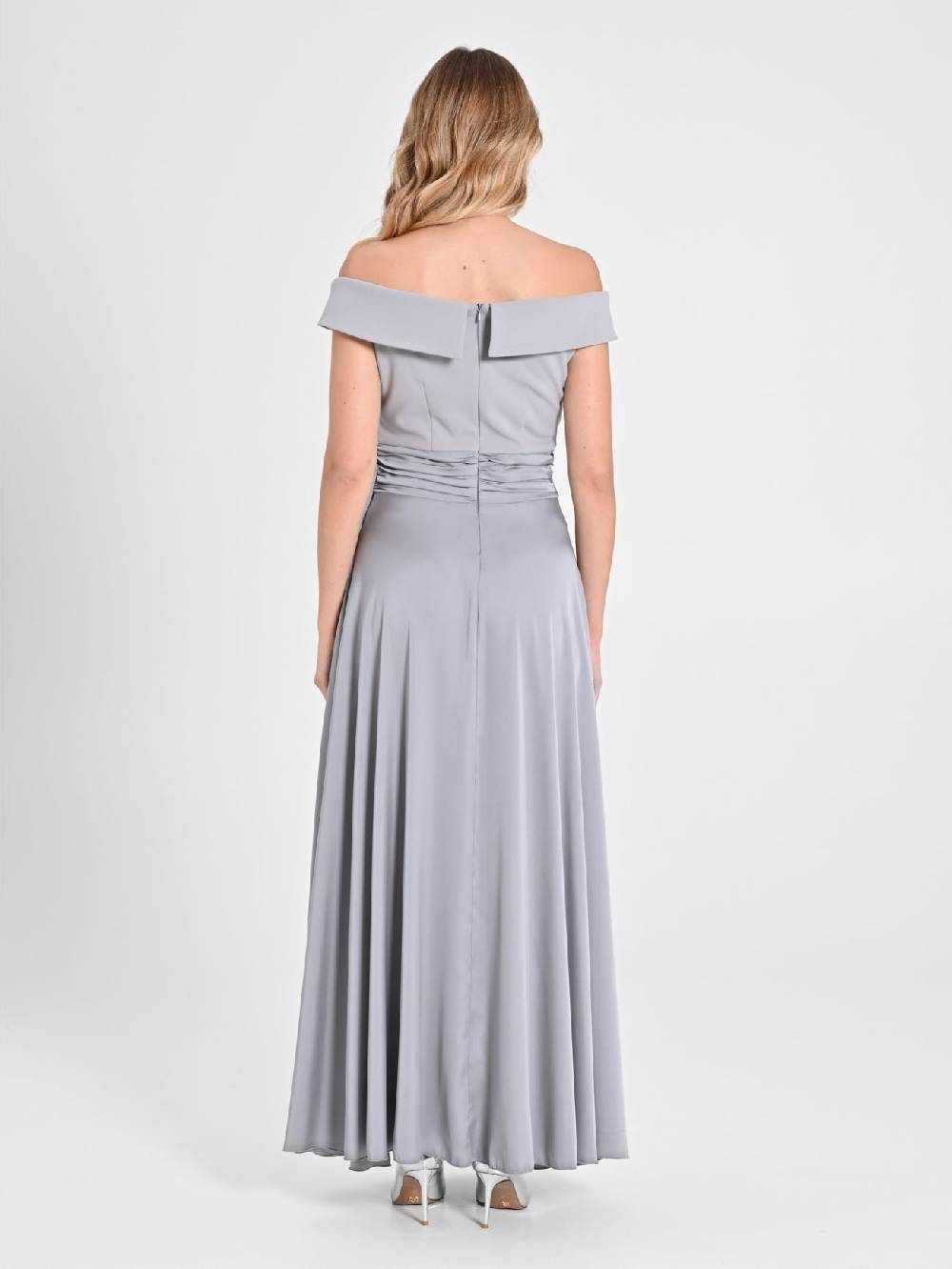 Rinascimento Abito Lungo In Raso E Scuba Mano Crépe Donna