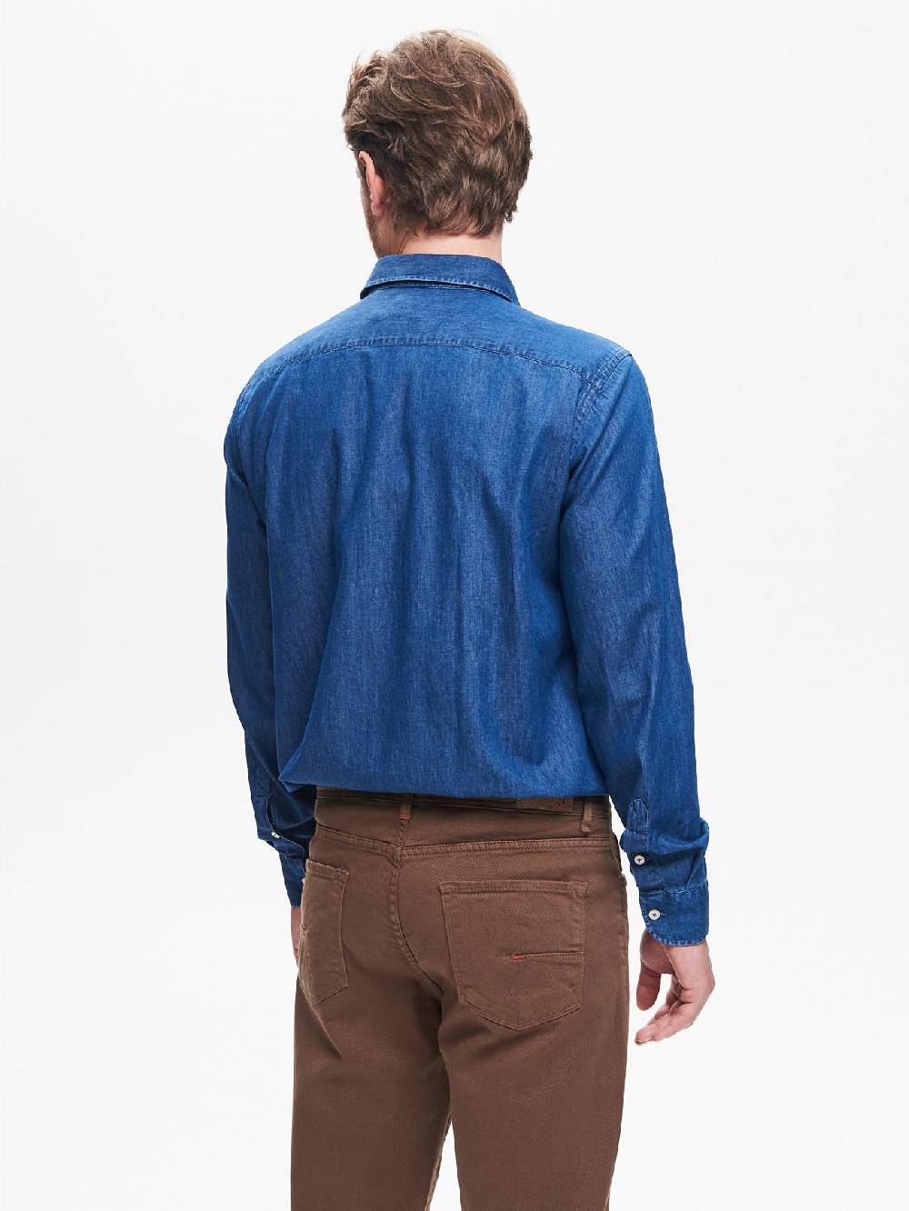 Rinascimento Camicia In Denim Uomo Lavaggio Medio Blu QB24