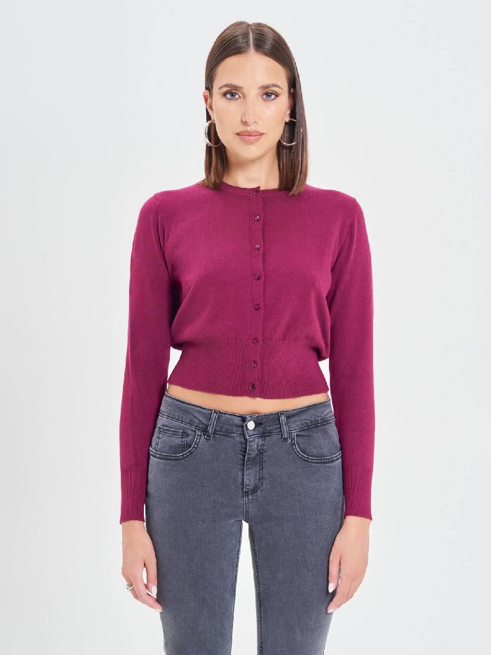 Rinascimento Cardigan Bordeaux In Maglia Eco Vero®