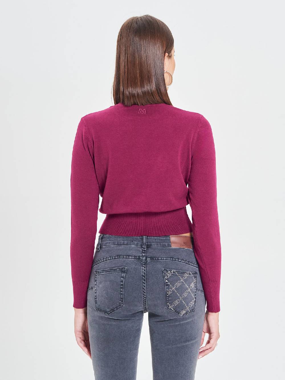 Rinascimento Cardigan Bordeaux In Maglia Eco Vero®