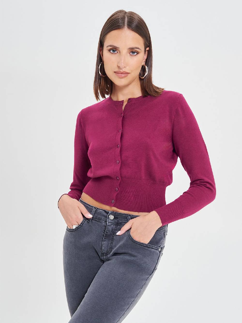 Rinascimento Cardigan Bordeaux in Maglia Eco Vero®