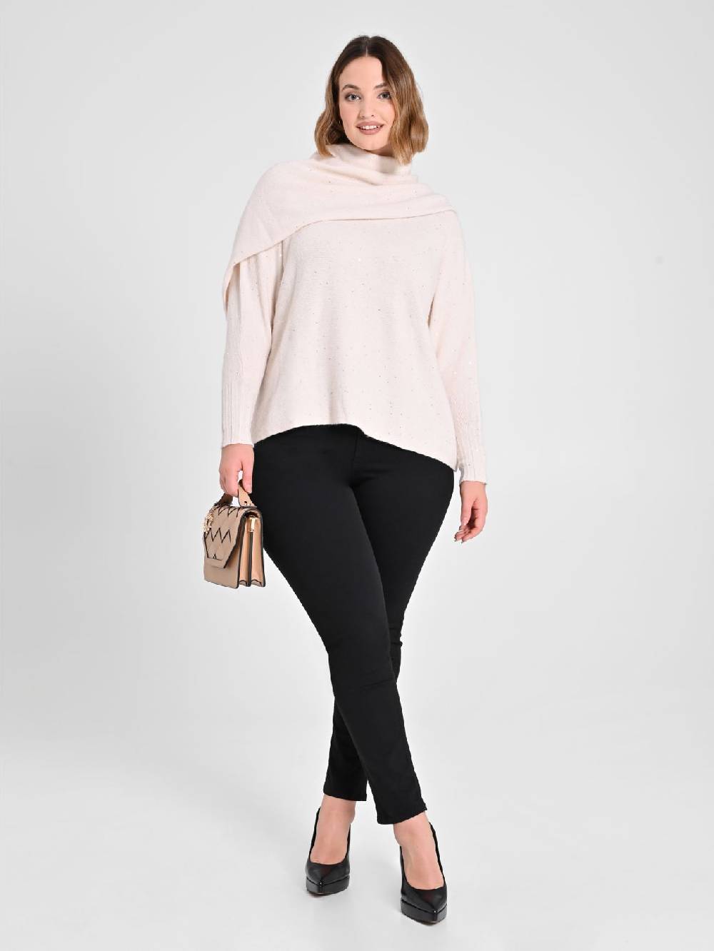 Rinascimento Collo In Maglia Curvy Scaldaspalle Beige