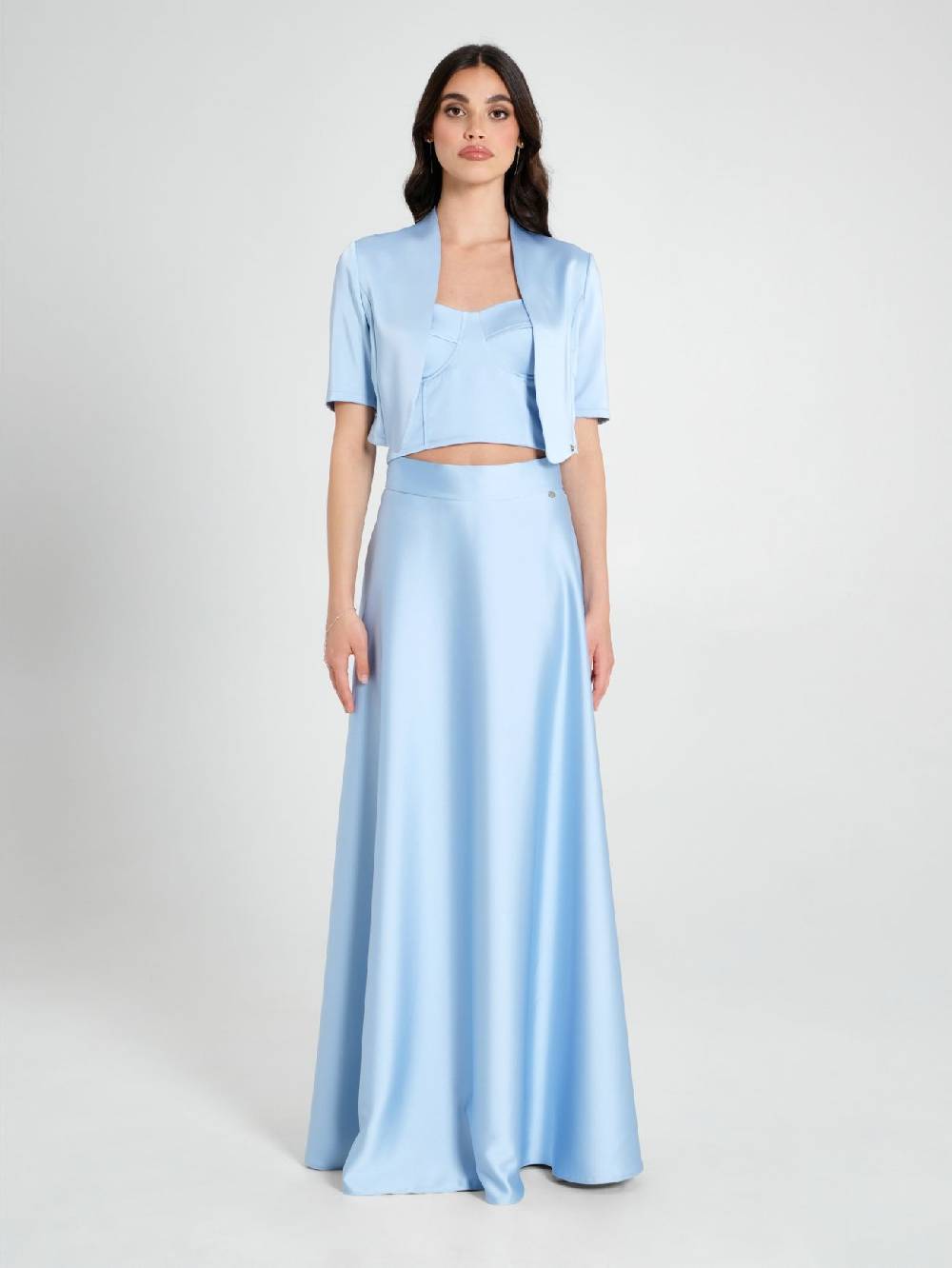 Rinascimento Coprispalle In Raso Strutturato Azzurro