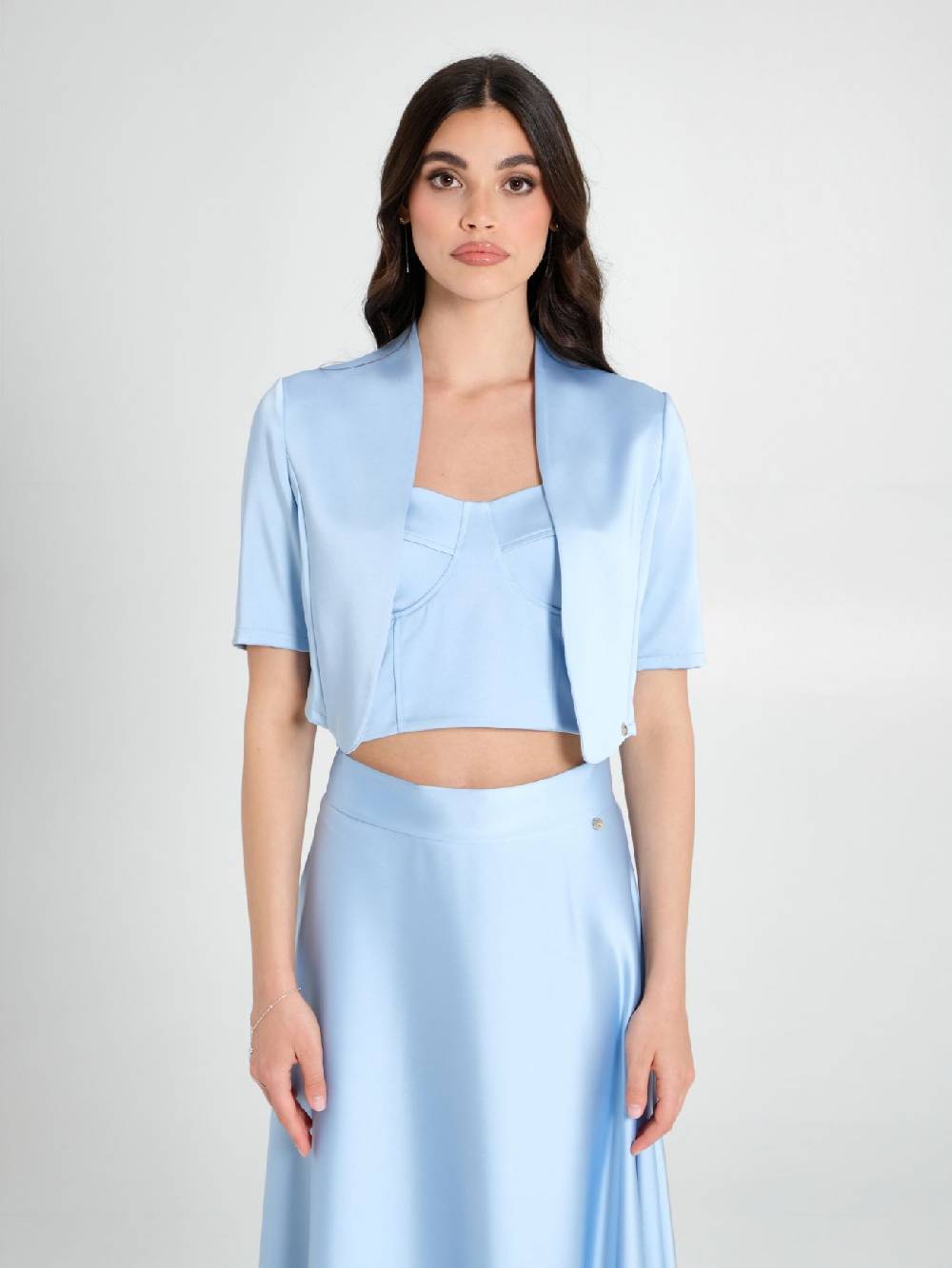 Rinascimento Coprispalle In Raso Strutturato Azzurro