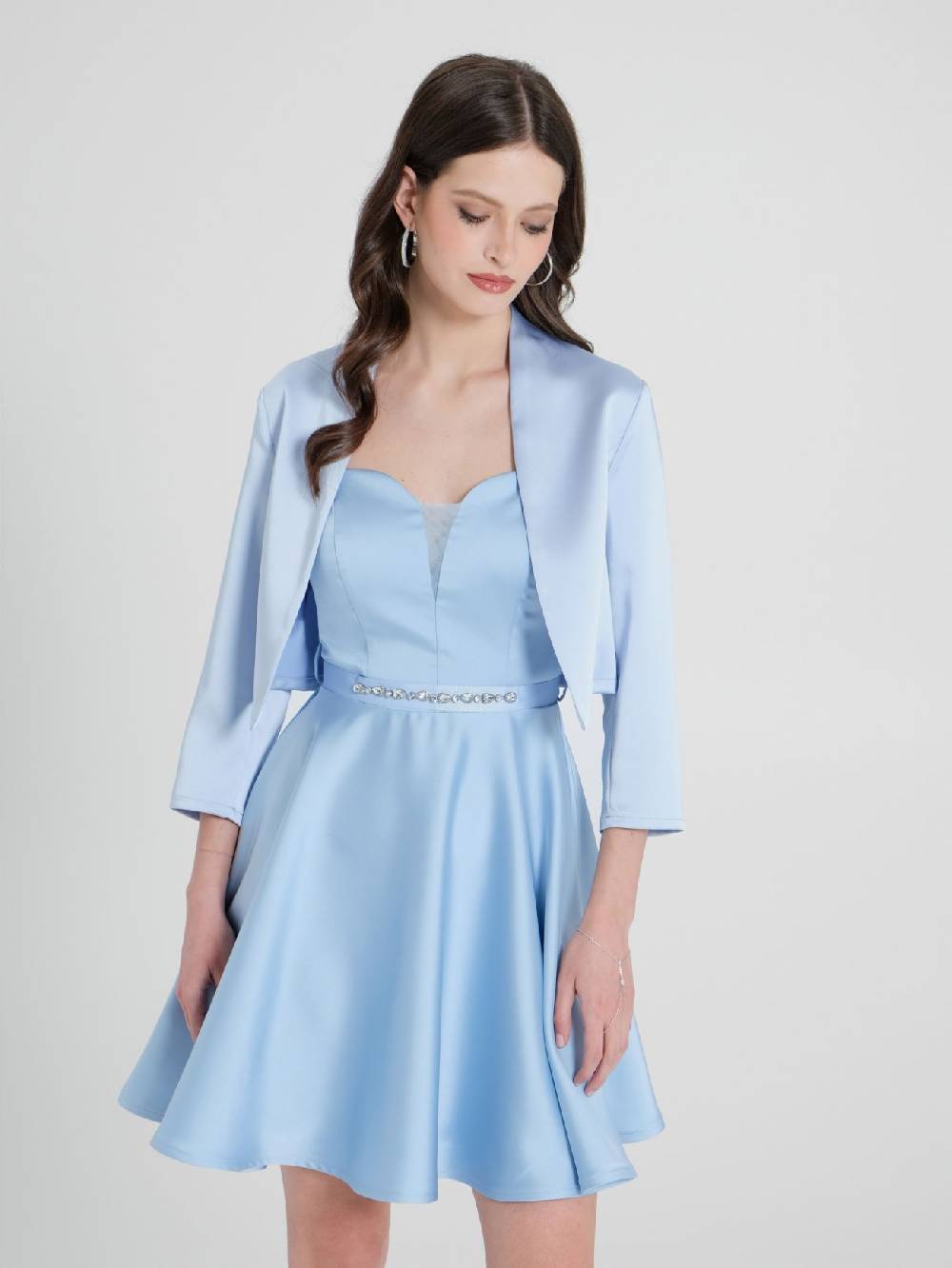 Rinascimento Coprispalle in Raso Strutturato Azzurro