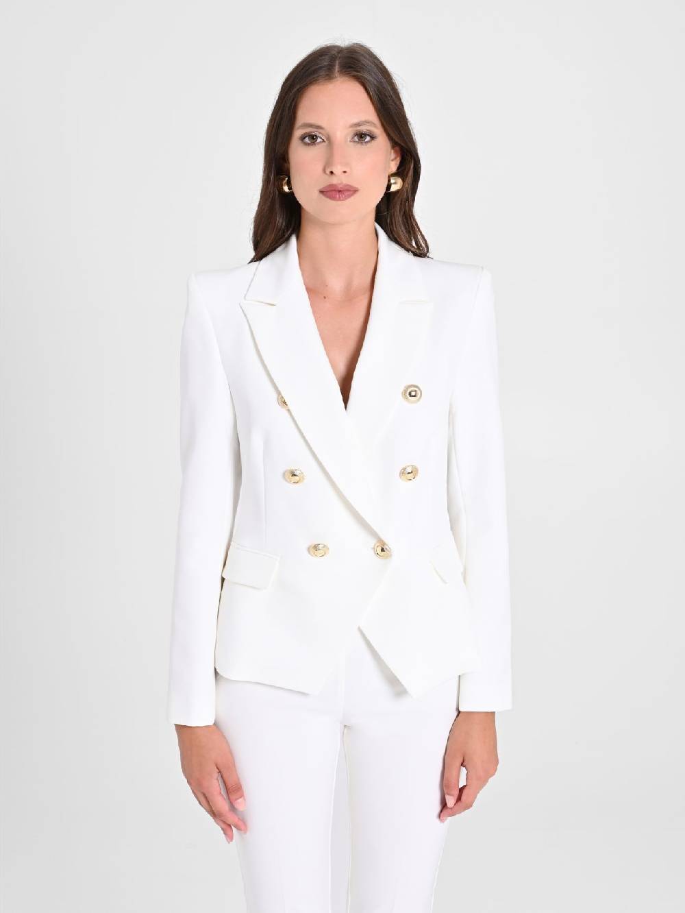 Rinascimento Giacca Doppiopetto In Tessuto Tecnico Bianco