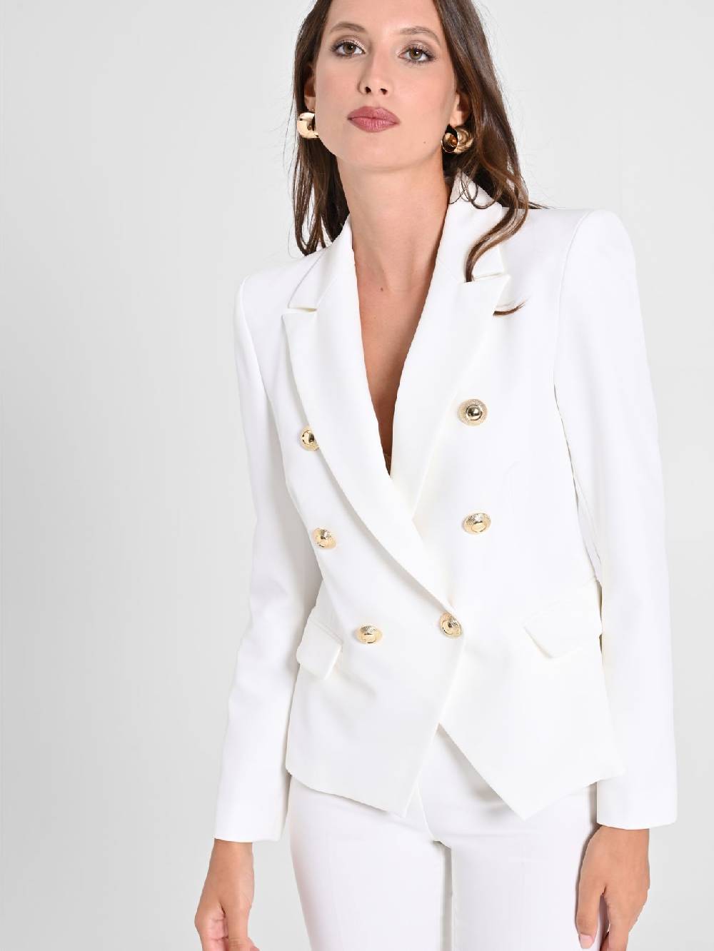 Rinascimento Giacca Doppiopetto in Tessuto Tecnico Bianco