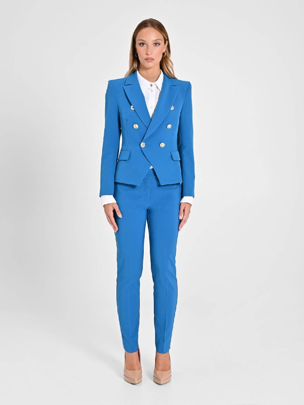 Rinascimento Giacca Doppiopetto In Tessuto Tecnico Blu Oceano