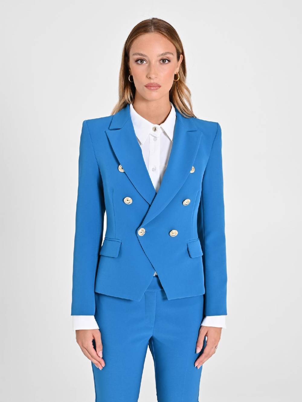 Rinascimento Giacca Doppiopetto In Tessuto Tecnico Blu Oceano