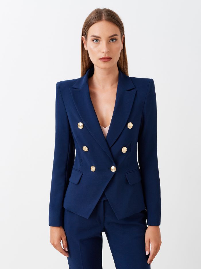 Rinascimento Giacca Doppiopetto In Tessuto Tecnico Color Blu